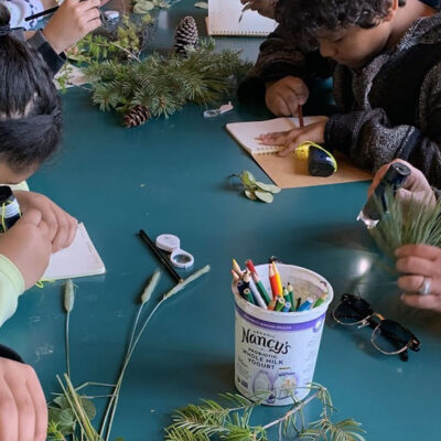 kids using microscopes