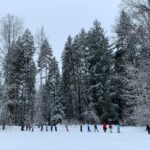 kids hiking in snow