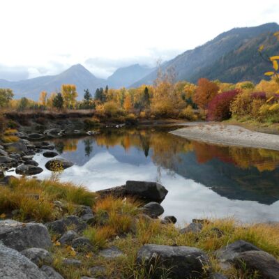 View of water and fall foliage