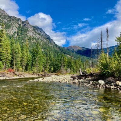 River with mountains and trees